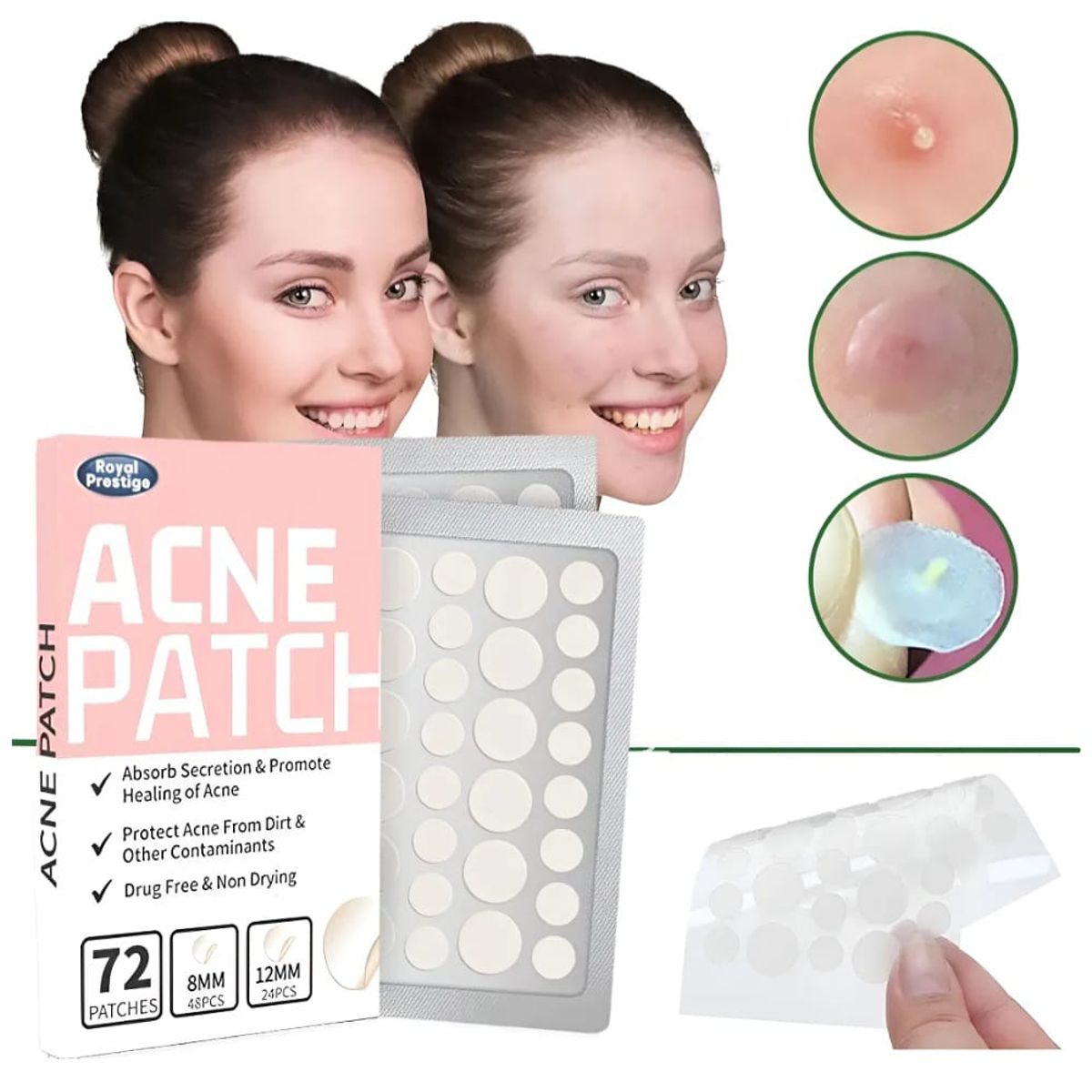 GENERICO - Parches Hidrocoloides Invisibles Antiacne 72 unidades