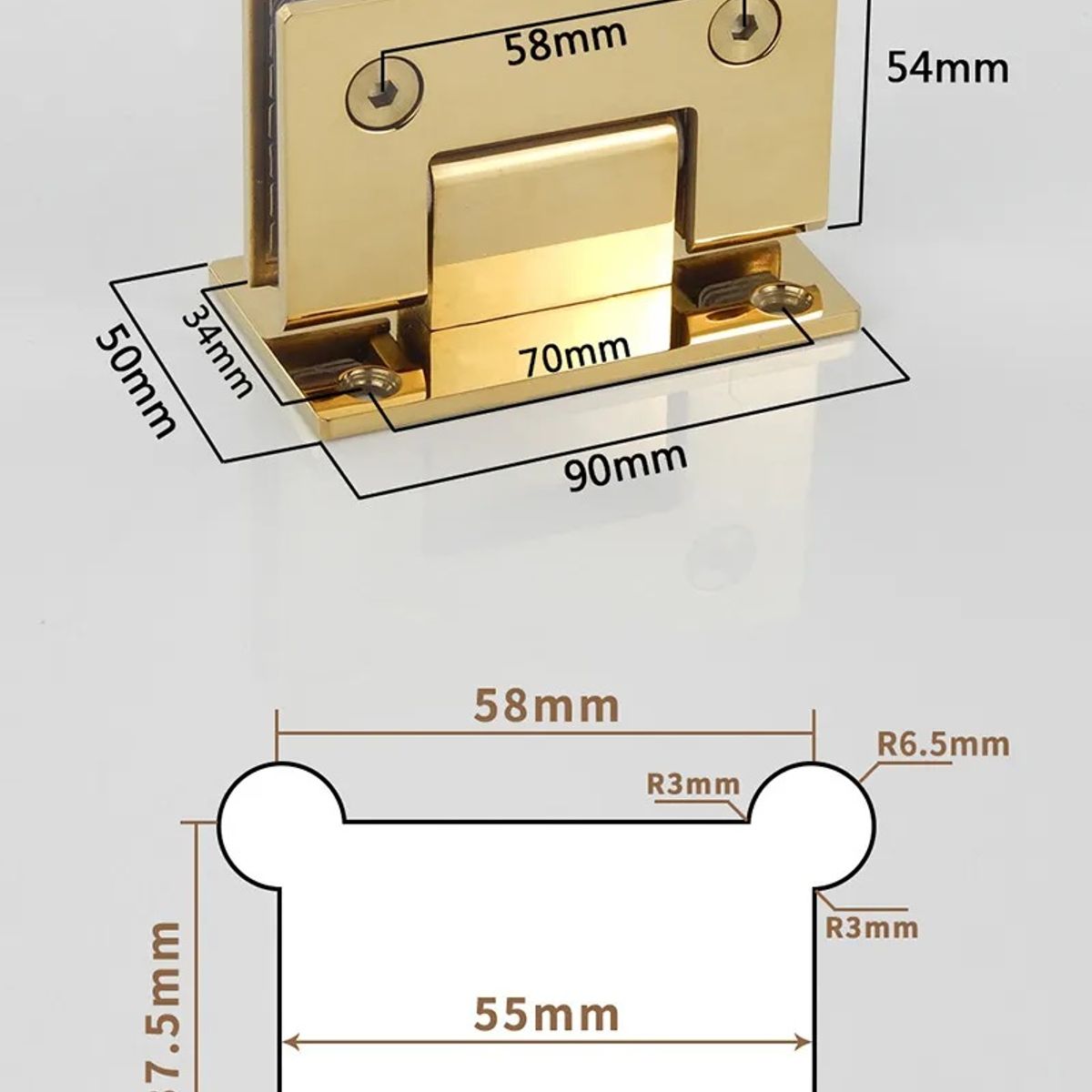 GENERICO - Bisagra Puerta Shower Vidrio 8 A 12m Muro A Vidrio 2 un 90°