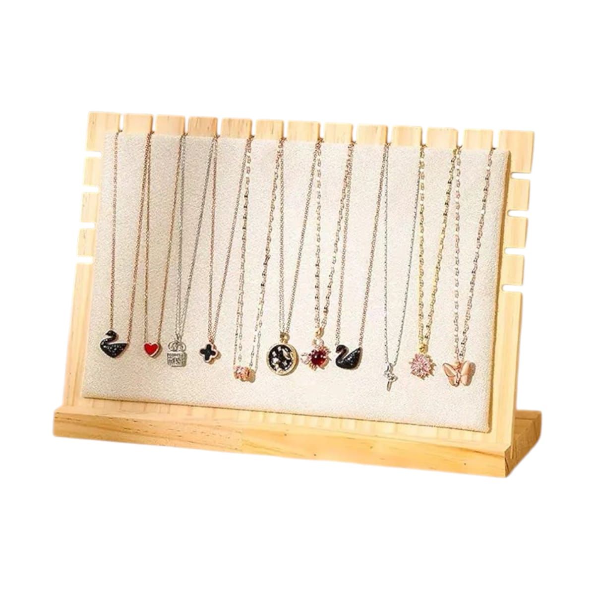 GENERICO - Organizador de Terciopelo en Madera para Collares 24x13cm Gms