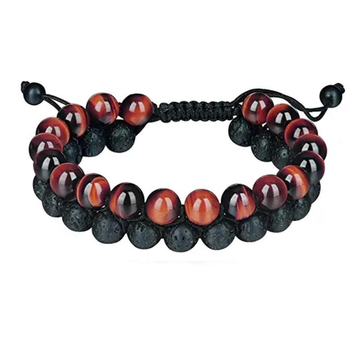 GENERICO - Pulsera Piedra Ojo De Tigre Red Volcanica Hombre Mujer Royal Madriz