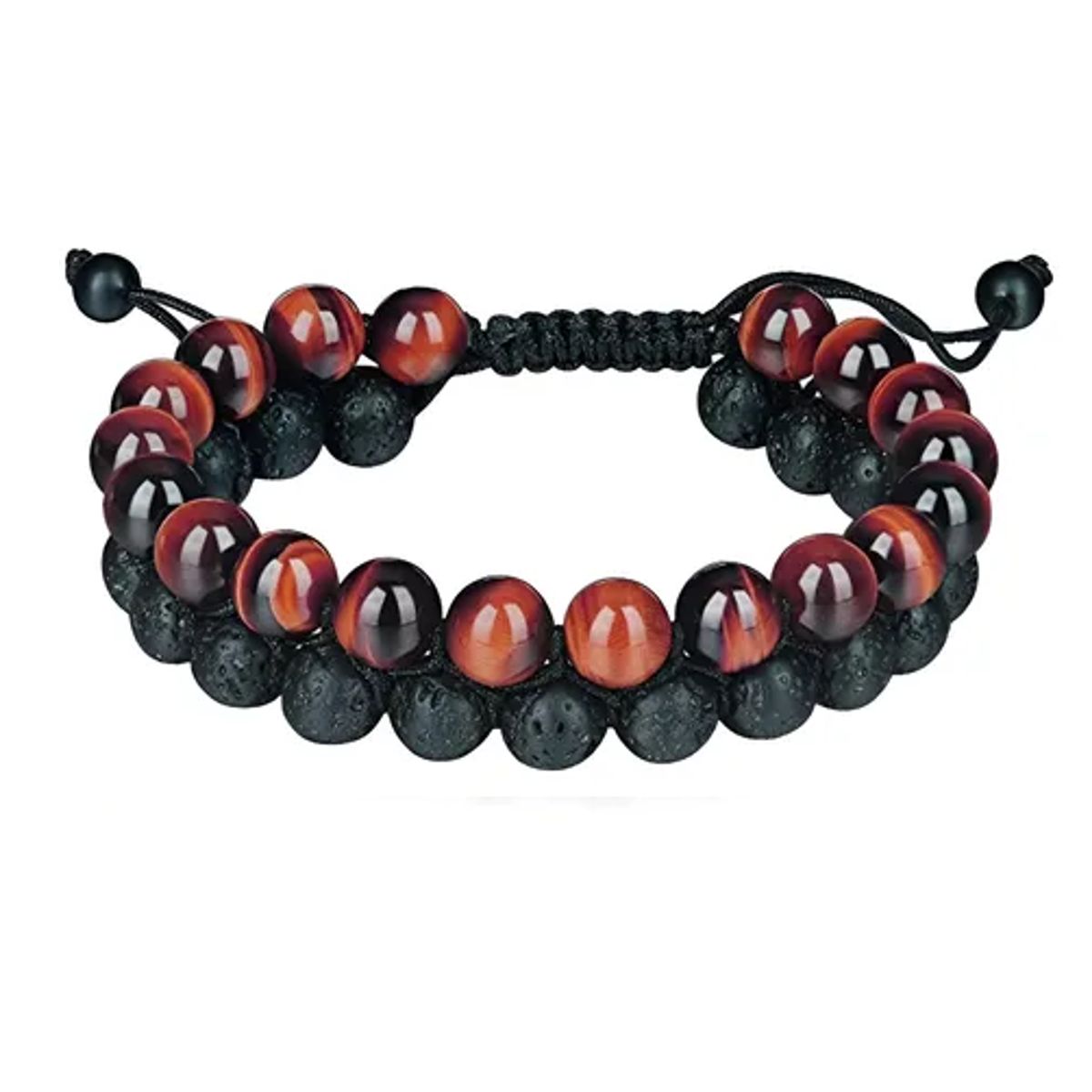 GENERICO - Pulsera Piedra Ojo De Tigre Red Volcanica Hombre Mujer Royal Madriz