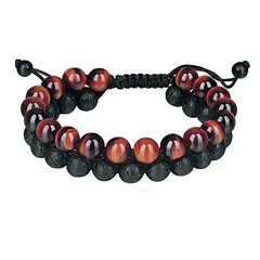 GENERICO - Pulsera Piedra Ojo De Tigre Red Volcanica Hombre Mujer Royal Madriz