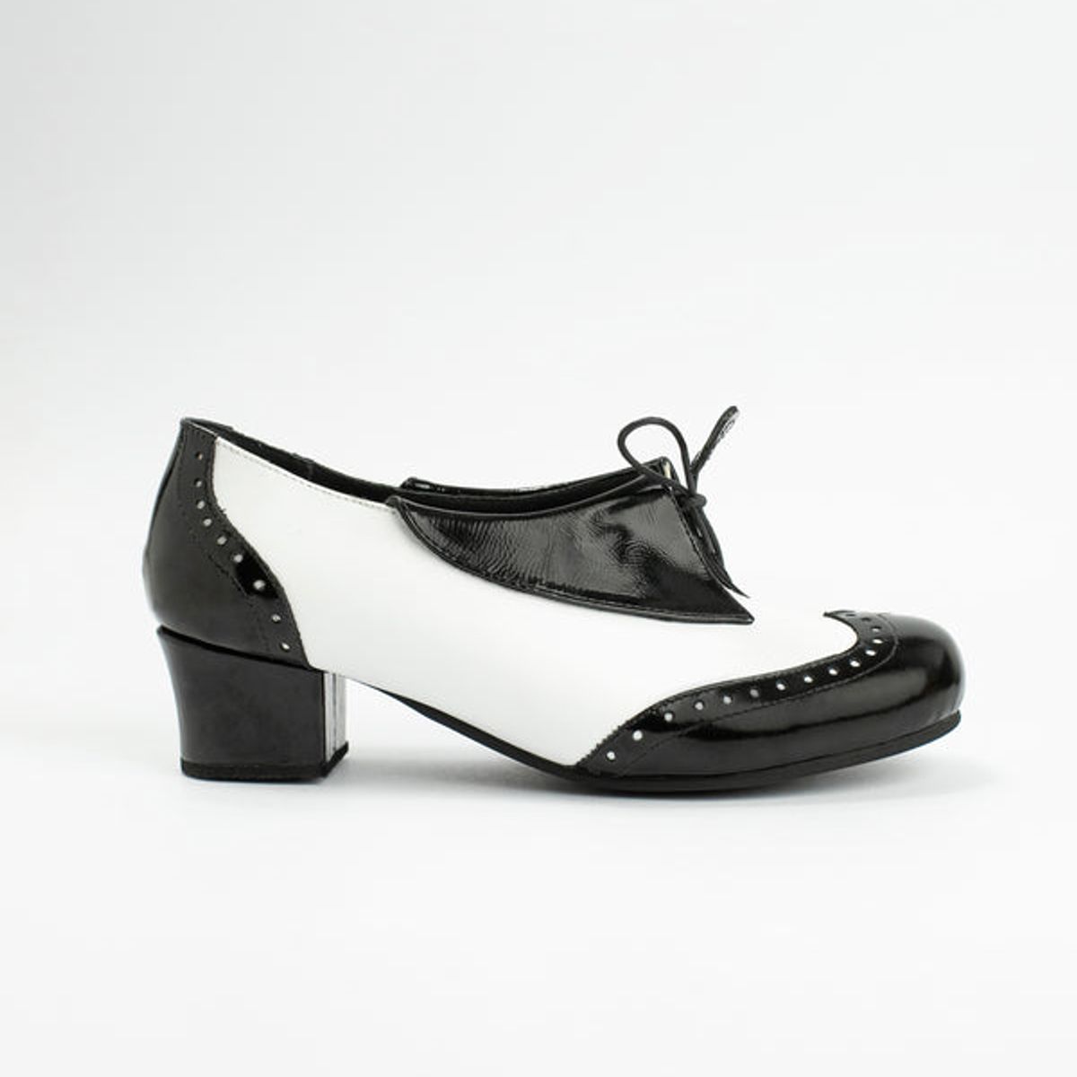 GANDARVA - Zapato Mujer De Cuero Dorotea Blanco y Negro