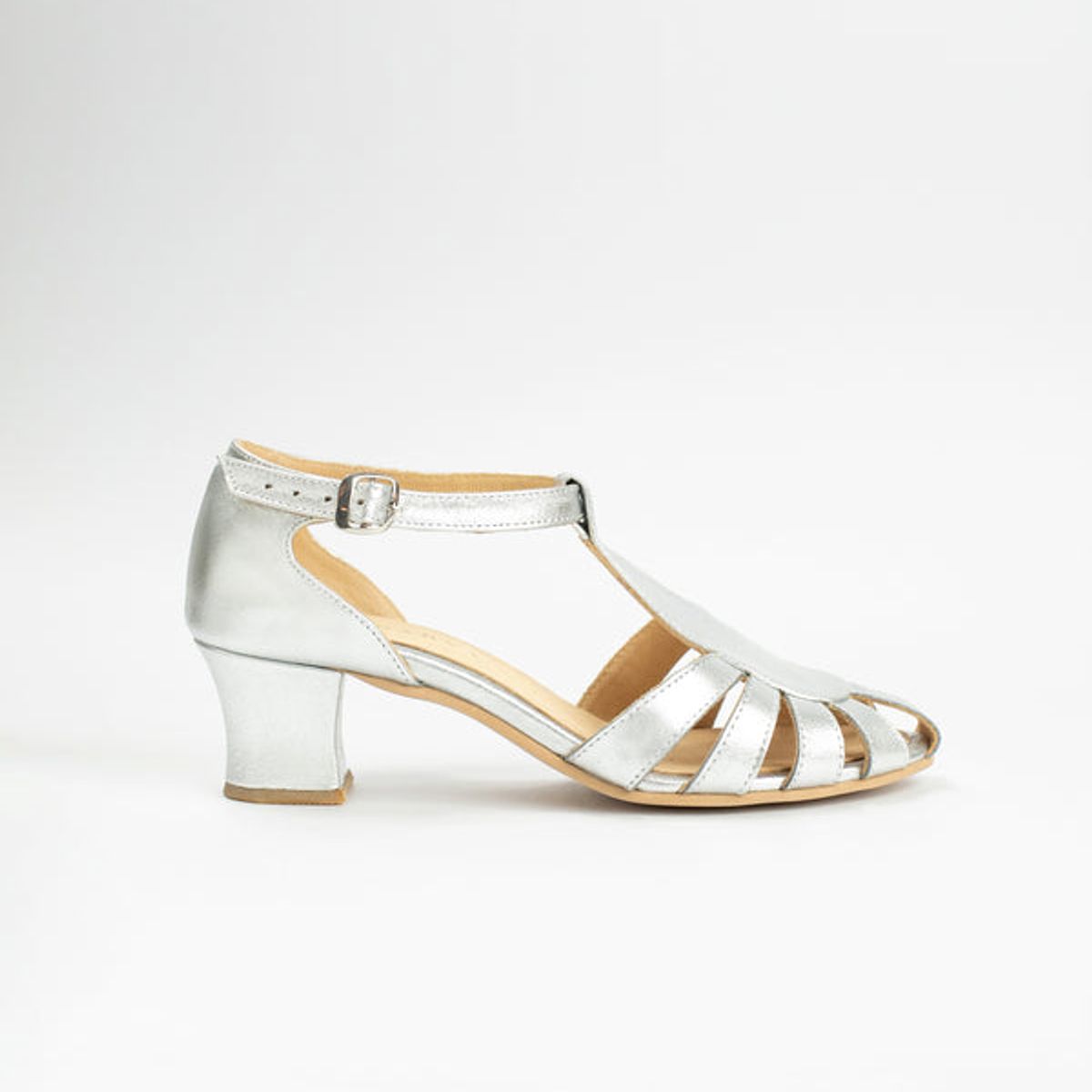 GANDARVA - Zapato Sandalia Mujer De Cuero Sabina Plateado 5 cm