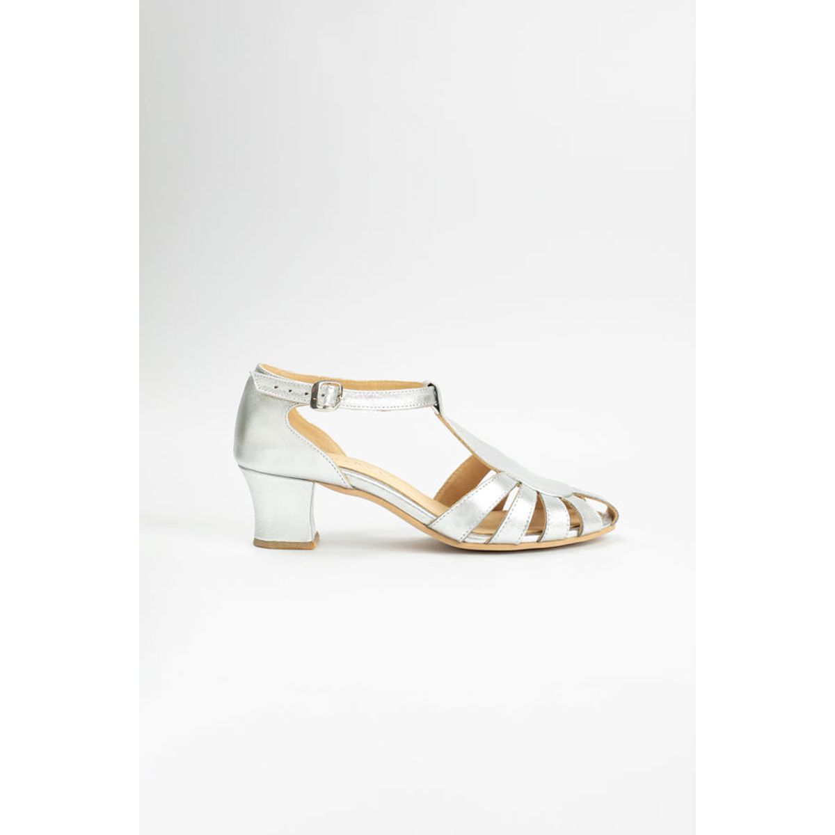 GANDARVA - Zapato Sandalia Mujer De Cuero Sabina Plateado 5 cm