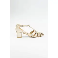 GANDARVA - Zapato Sandalia Mujer De Cuero Sabina Champaña 5 cm