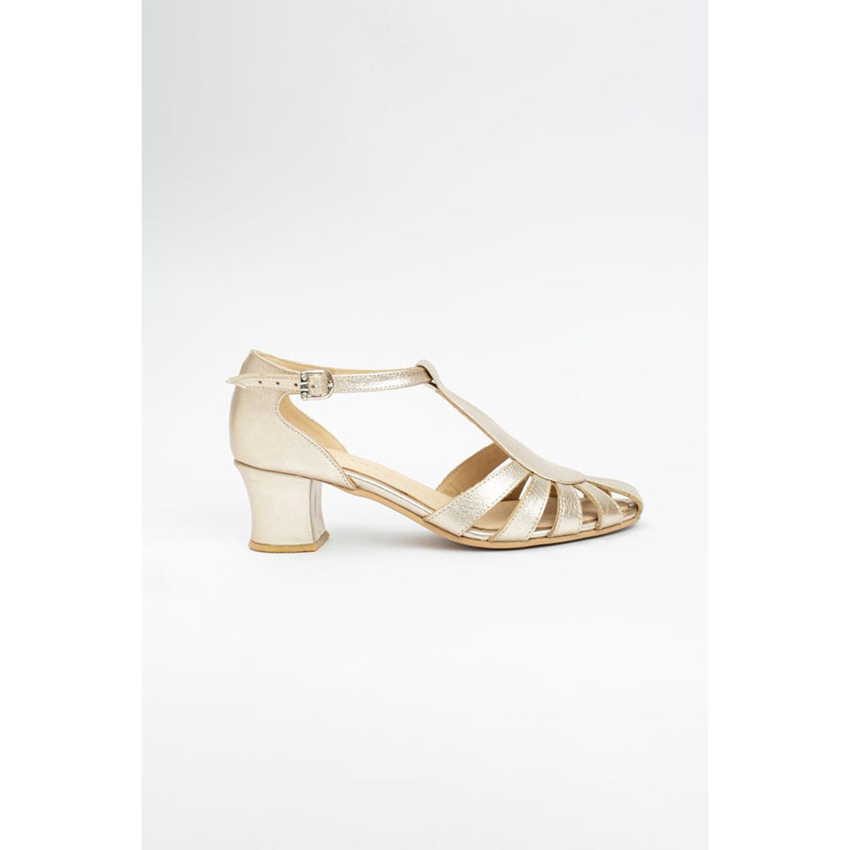 GANDARVA - Zapato Sandalia Mujer De Cuero Sabina Champaña 5 cm