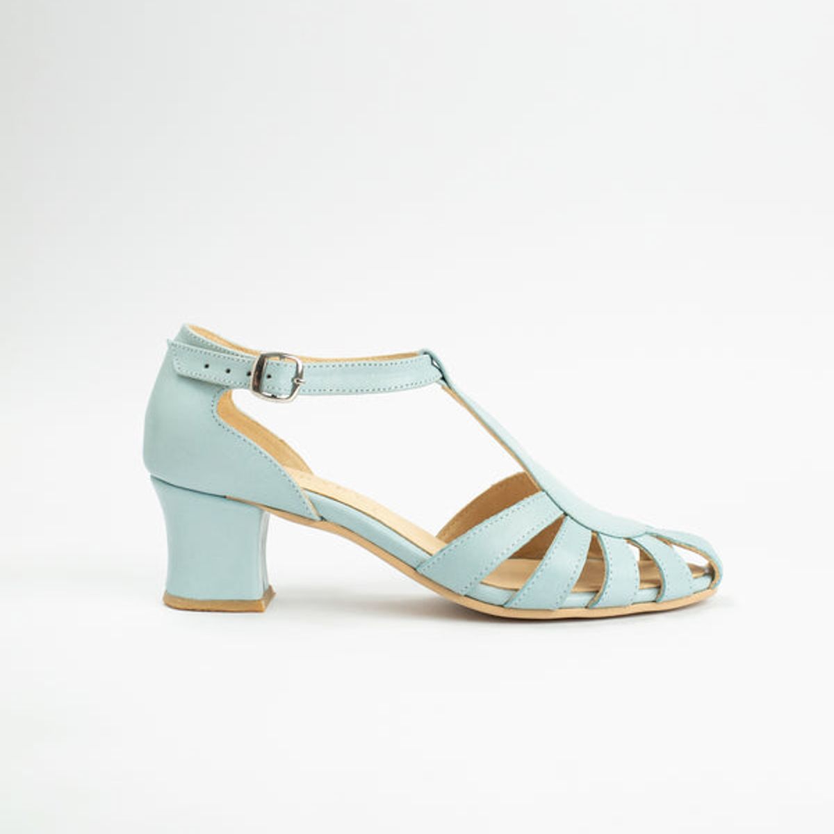 GANDARVA - Zapato Sandalia Mujer De Cuero Sabina Celeste 5 cm