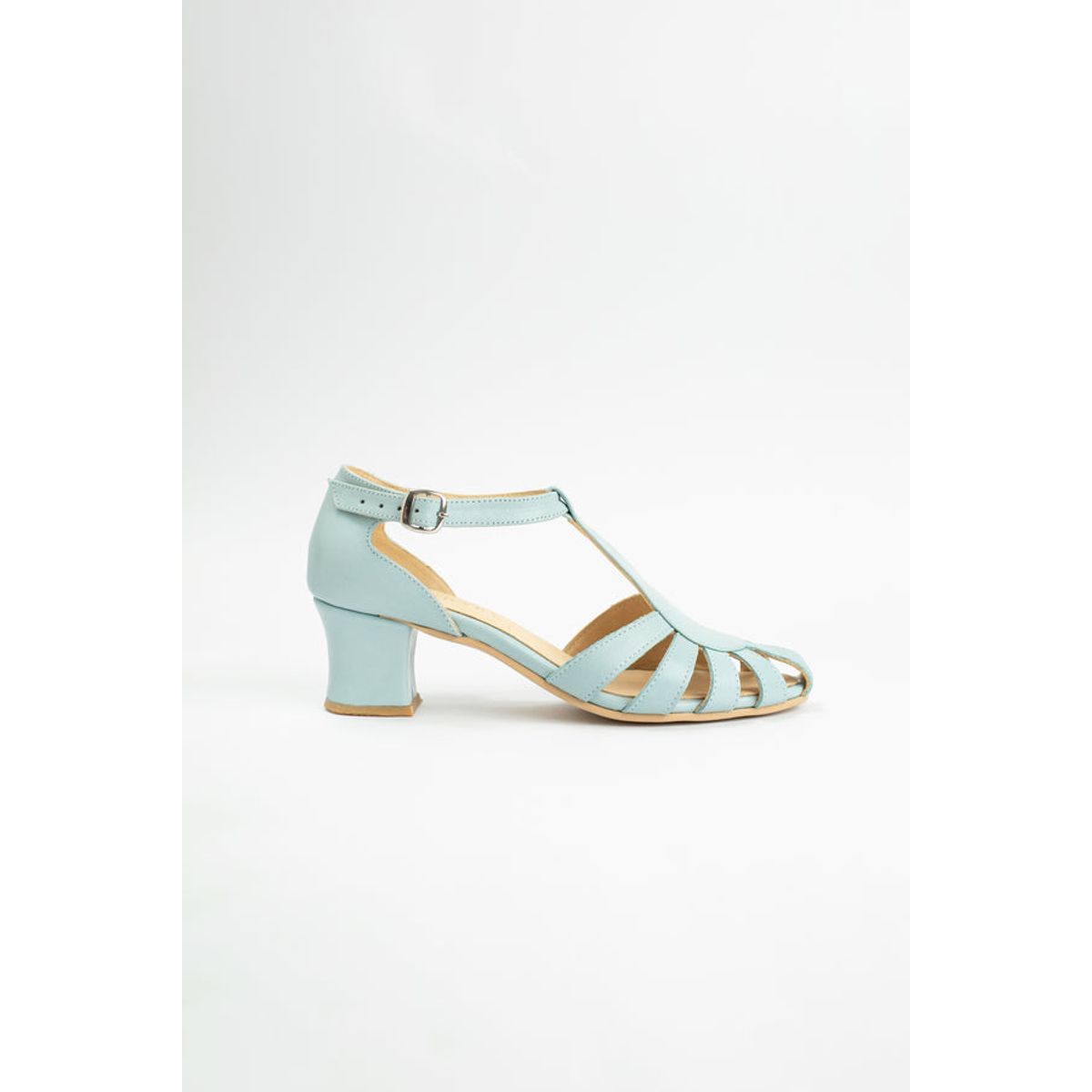 GANDARVA - Zapato Sandalia Mujer De Cuero Sabina Celeste 5 cm