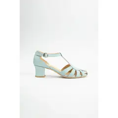 GANDARVA - Zapato Sandalia Mujer De Cuero Sabina Celeste 5 cm