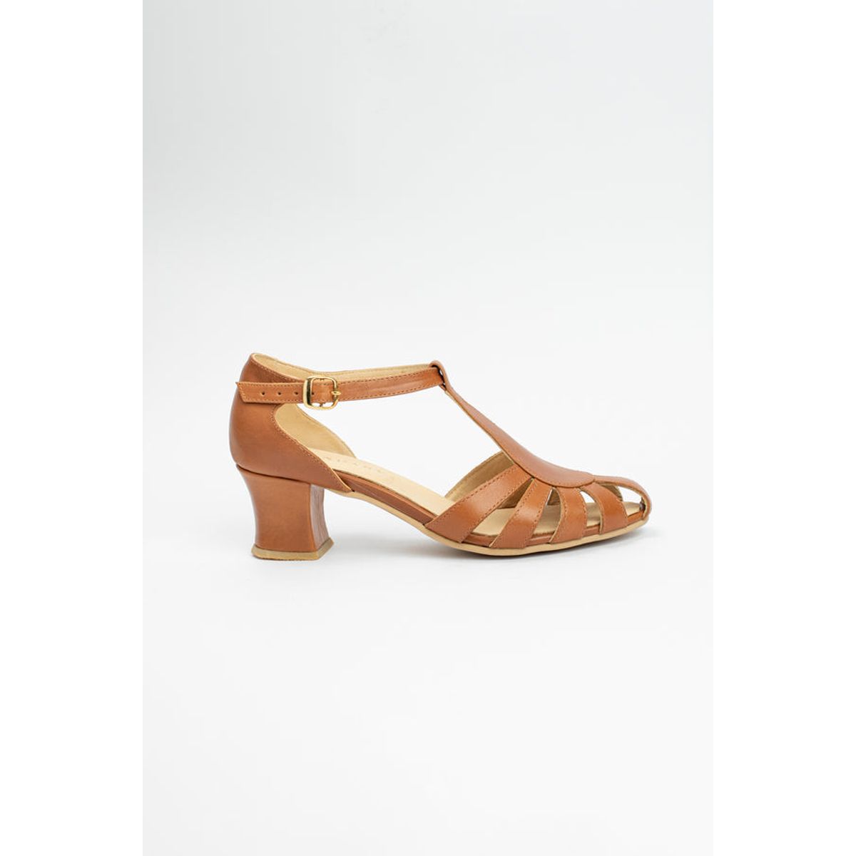 GANDARVA - Zapato Sandalia Mujer De Cuero Sabina Camel 5 cm