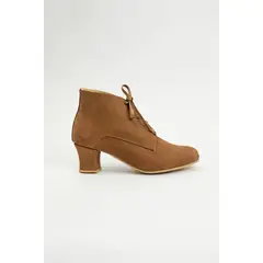 GANDARVA - Zapato Botín Mujer De Cuero Amaranta 5 cm Café Avellana
