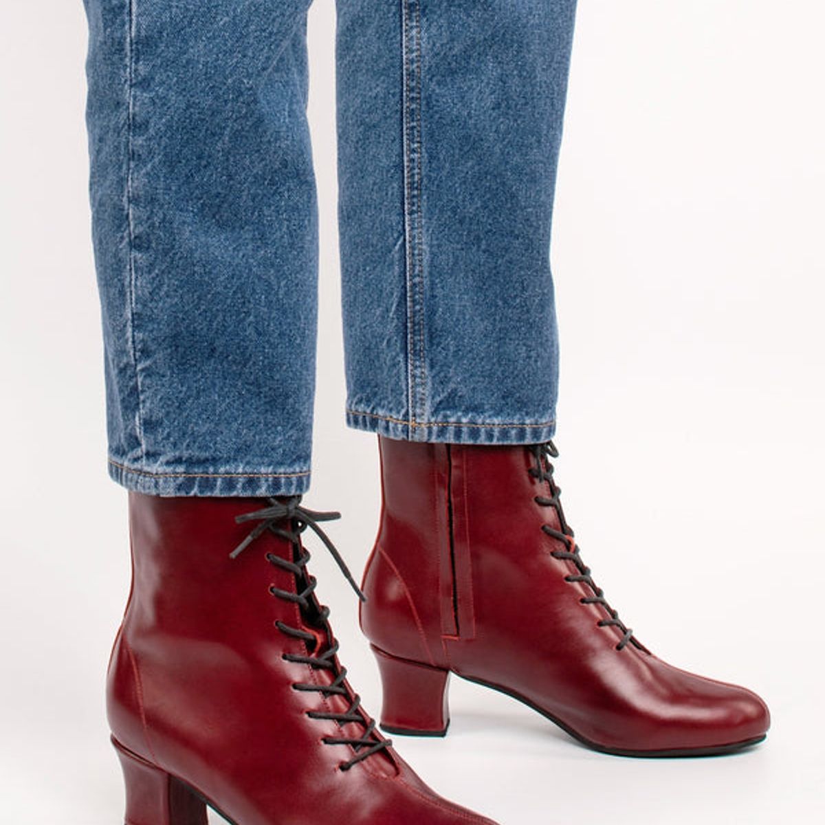 GANDARVA - Zapato Botín Mujer De Cuero Atenea 5 cm Guinda