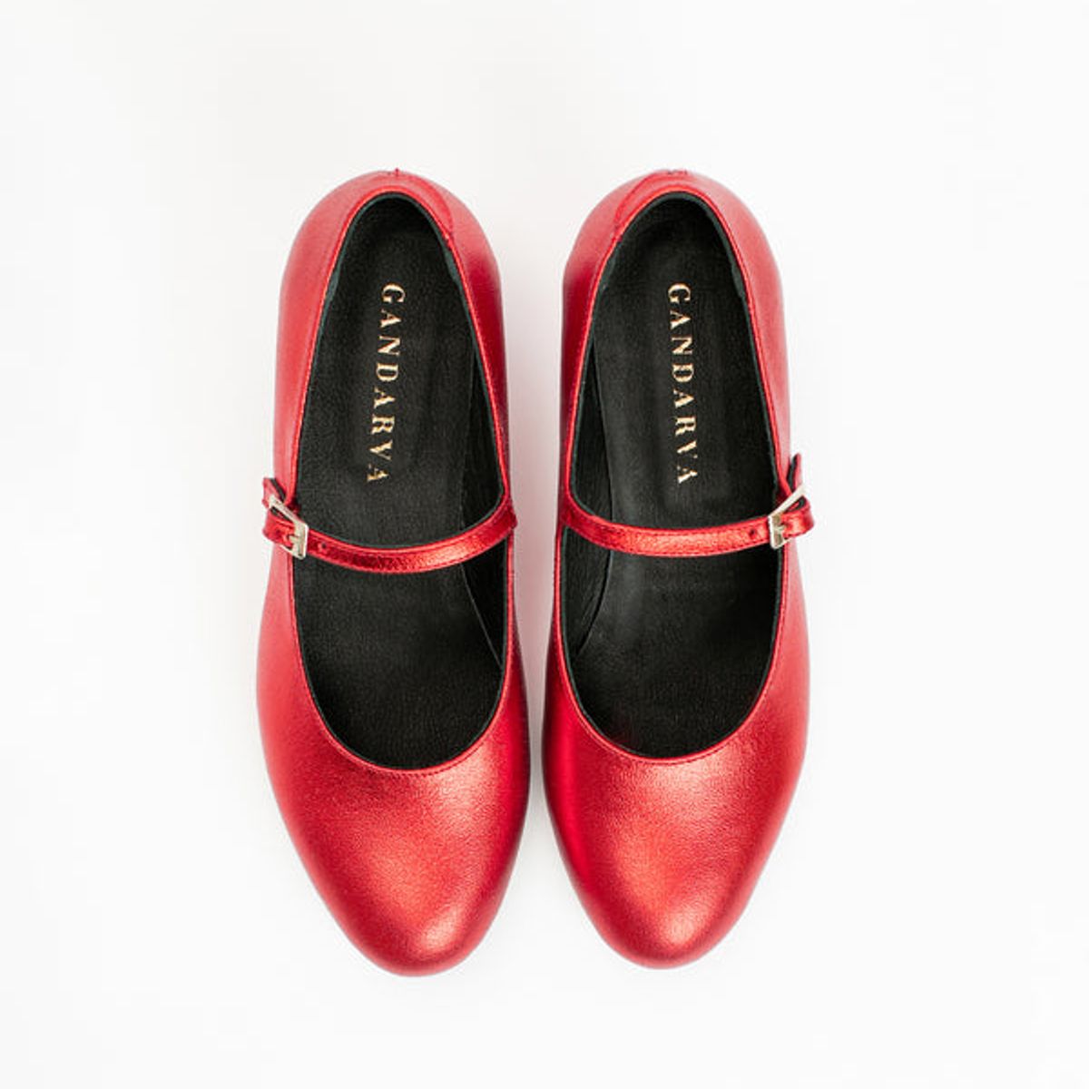 GANDARVA - Zapato Mujer De Cuero Almudena 5 cm Rojo Metalizado