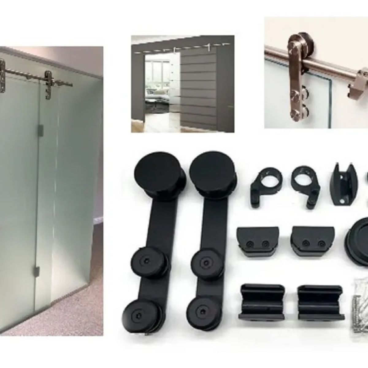 GENERICO - Corredera Puerta Shower Vidrio 8 A 12m Kit 1 Puerta Negro