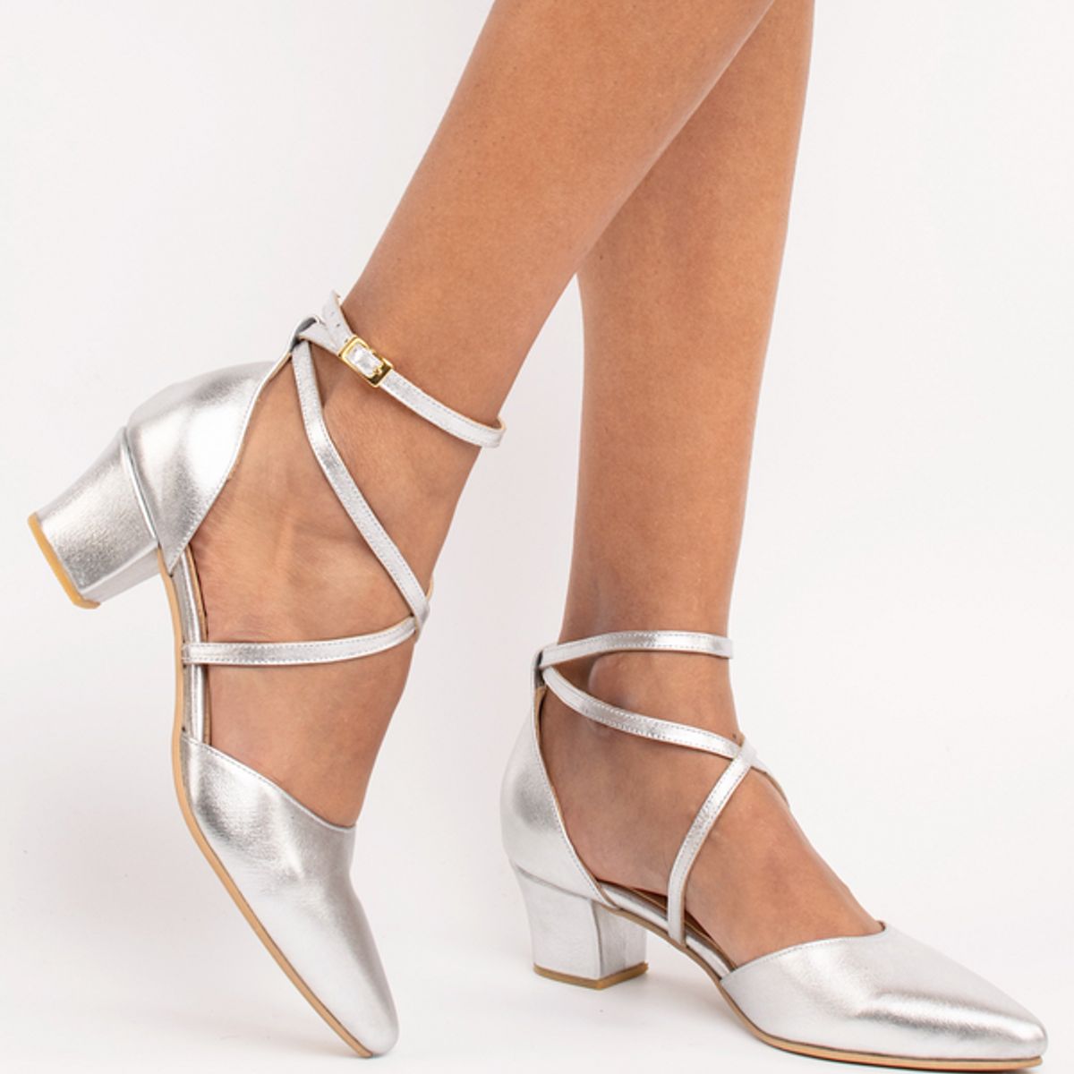 GANDARVA - Zapato Mujer De Cuero Elena Plateado 5 cm