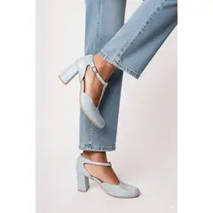 GANDARVA - Zapato Mujer De Cuero Greta Celeste 7 cm