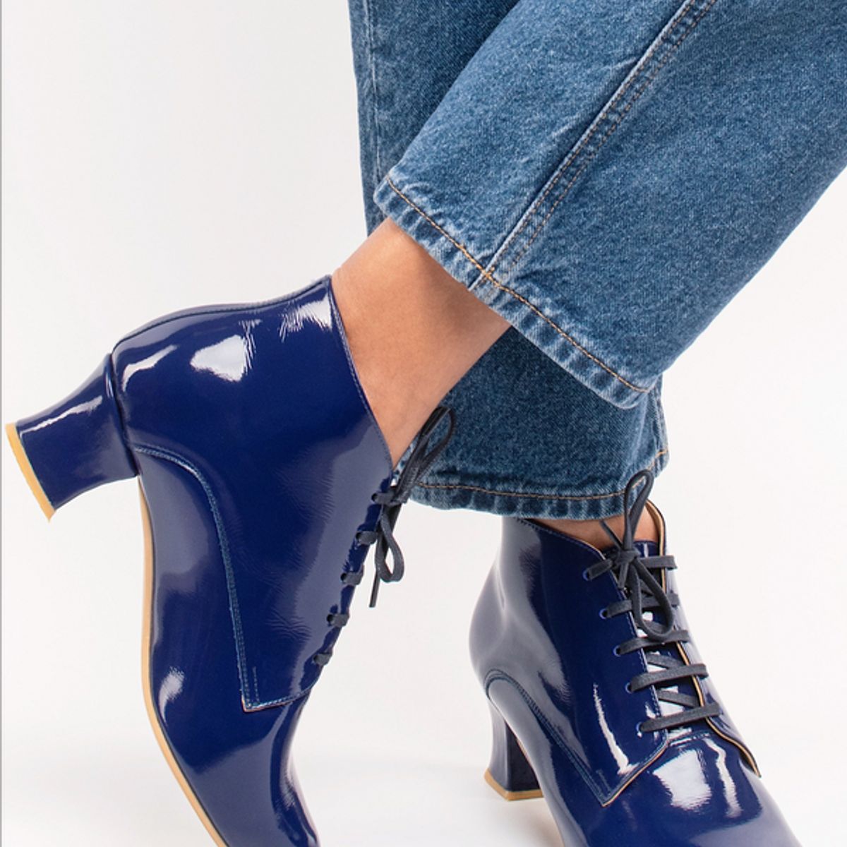 GANDARVA - Zapato Botín Mujer De Cuero Amaranta 5 cm Azul