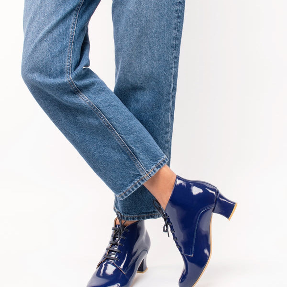 GANDARVA - Zapato Botín Mujer De Cuero Amaranta 5 cm Azul