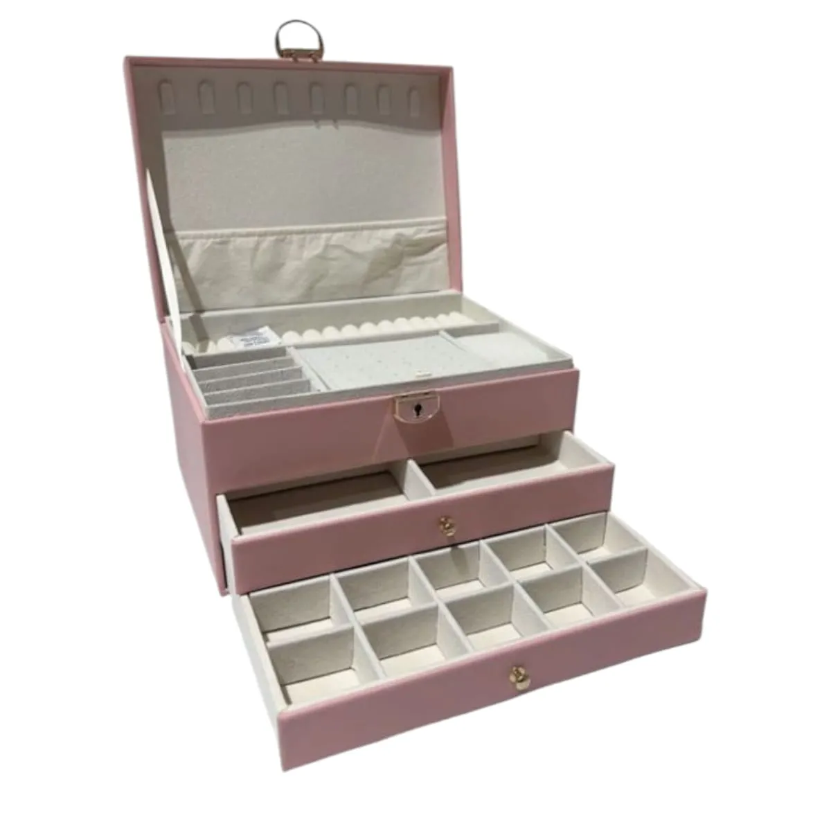 GENERICO - Elegante Joyero Organizador de 3 Capas Rosa Gms