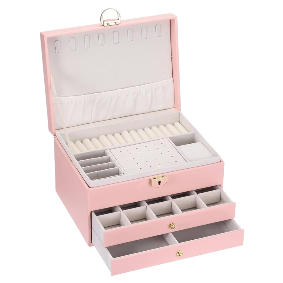 GENERICO - Elegante Joyero Organizador de 3 Capas Rosa Gms