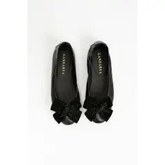 GANDARVA - Zapato Mujer De Cuero Ballerina Lilly Negro Opaco