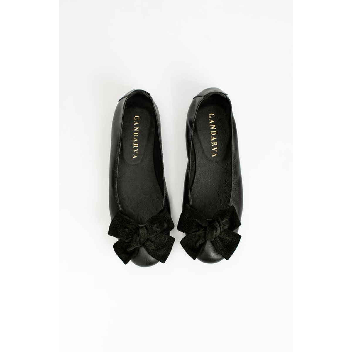 GANDARVA - Zapato Mujer De Cuero Ballerina Lilly Negro Opaco