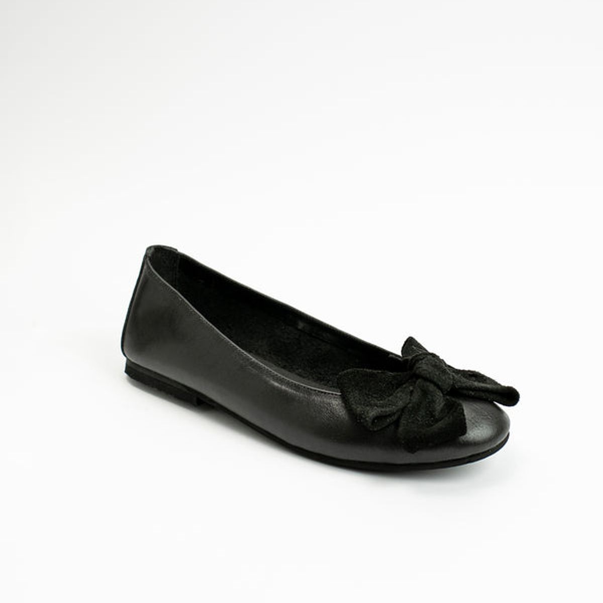 GANDARVA - Zapato Mujer De Cuero Ballerina Lilly Negro Opaco