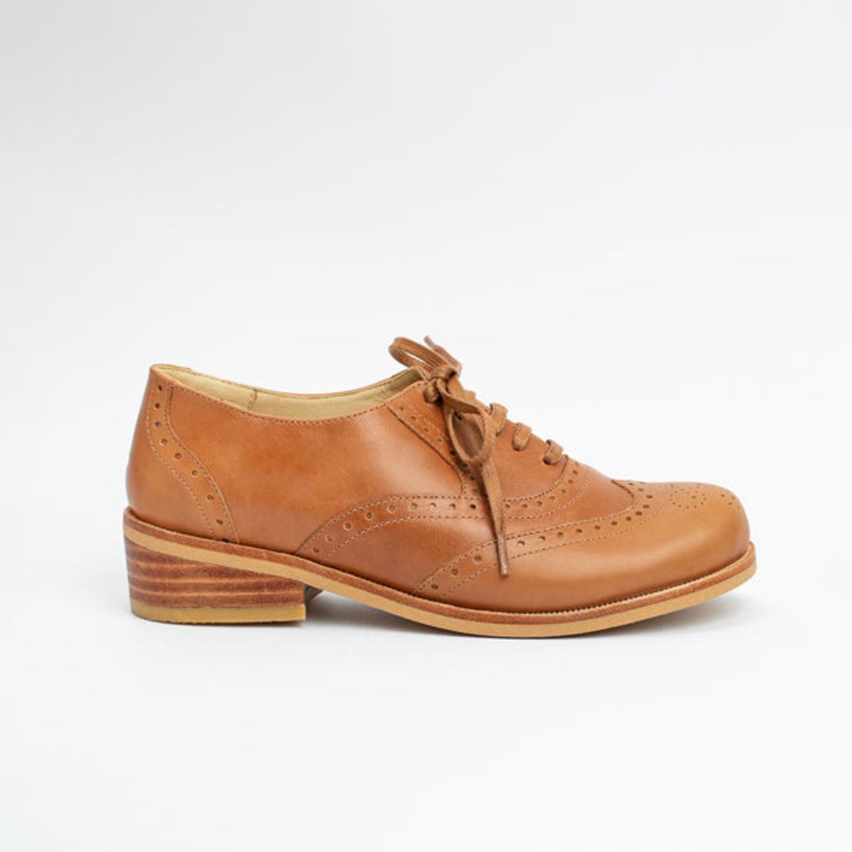 GANDARVA - Zapato Mujer De Cuero Oxford prefinito Camel