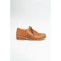 GANDARVA - Zapato Mujer De Cuero Oxford prefinito Camel