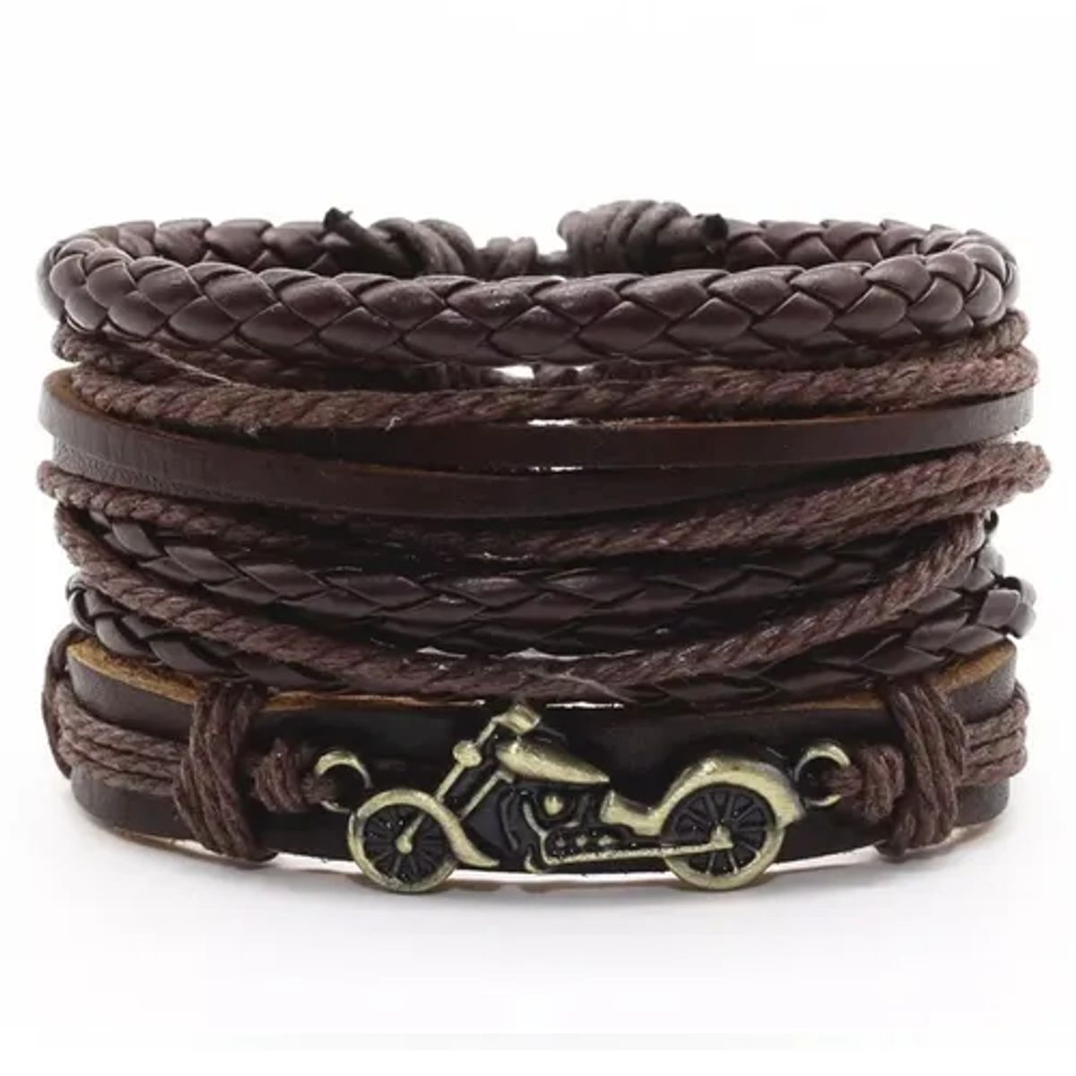 GENERICO - Pulsera De Cuero Hombre Caballeros Biker Motos Moda