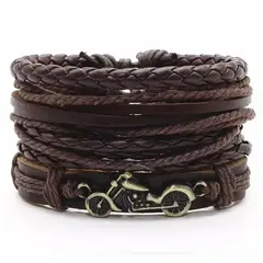 GENERICO - Pulsera De Cuero Hombre Caballeros Biker Motos Moda