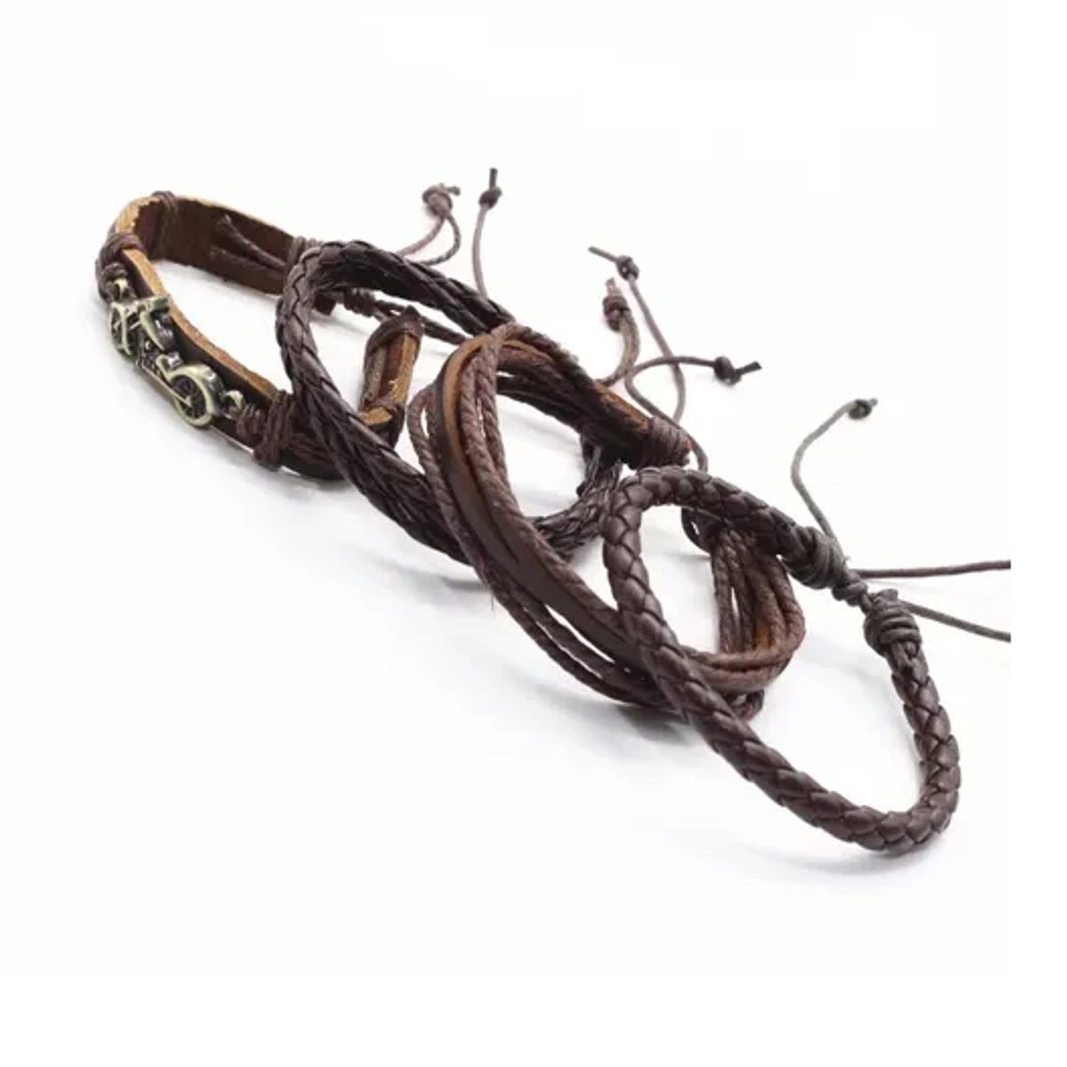 GENERICO - Pulsera De Cuero Hombre Caballeros Biker Motos Moda
