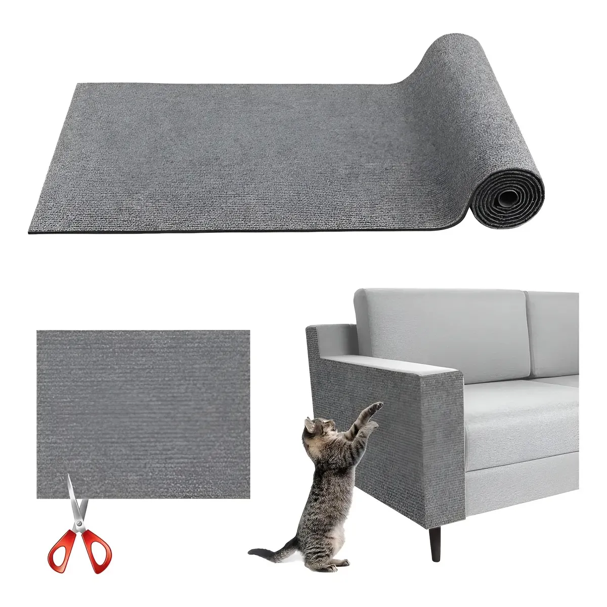 EVERSO - Autoadhesivo Rascador De Gatos P Esquina Y Pared30×200cmGris