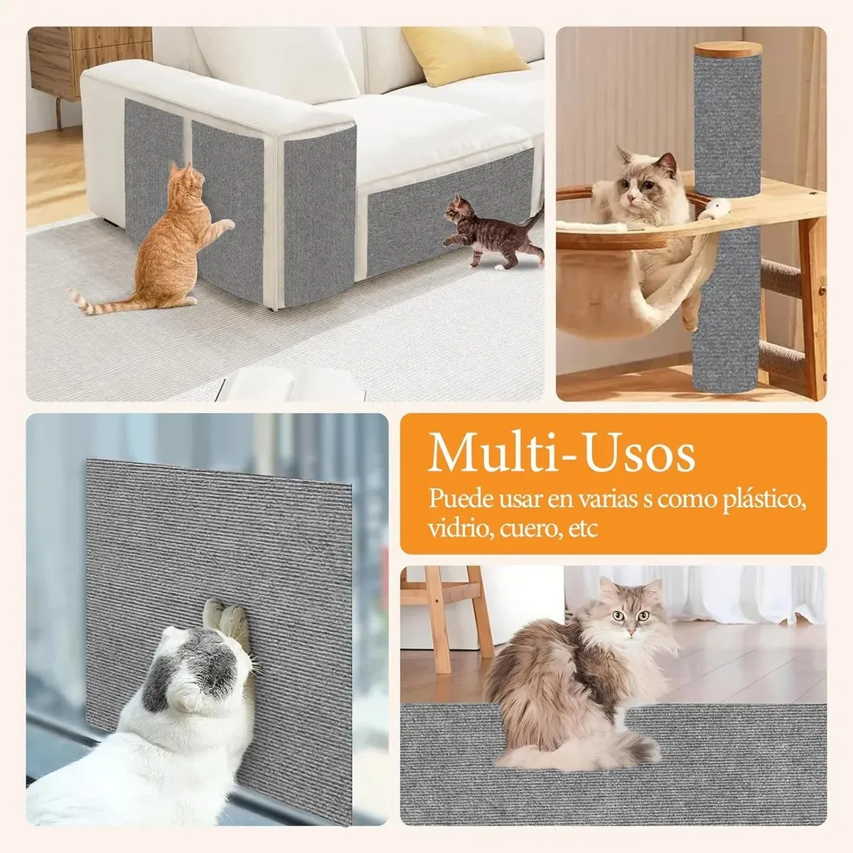 EVERSO - Autoadhesivo Rascador De Gatos P Esquina Y Pared30×200cmGris