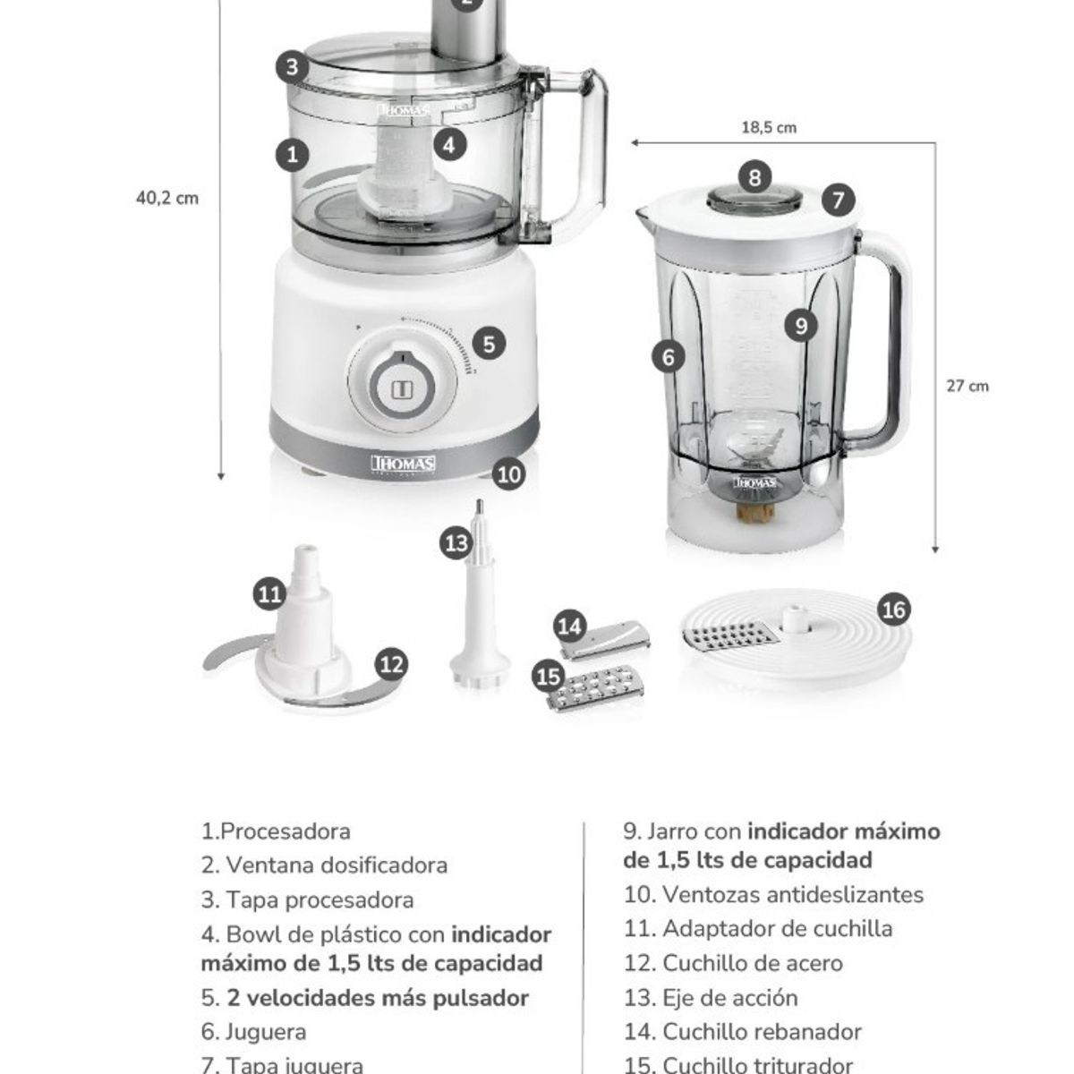 THOMAS - PROCESADOR DE ALIMENTOS THOMAS TH-9170B