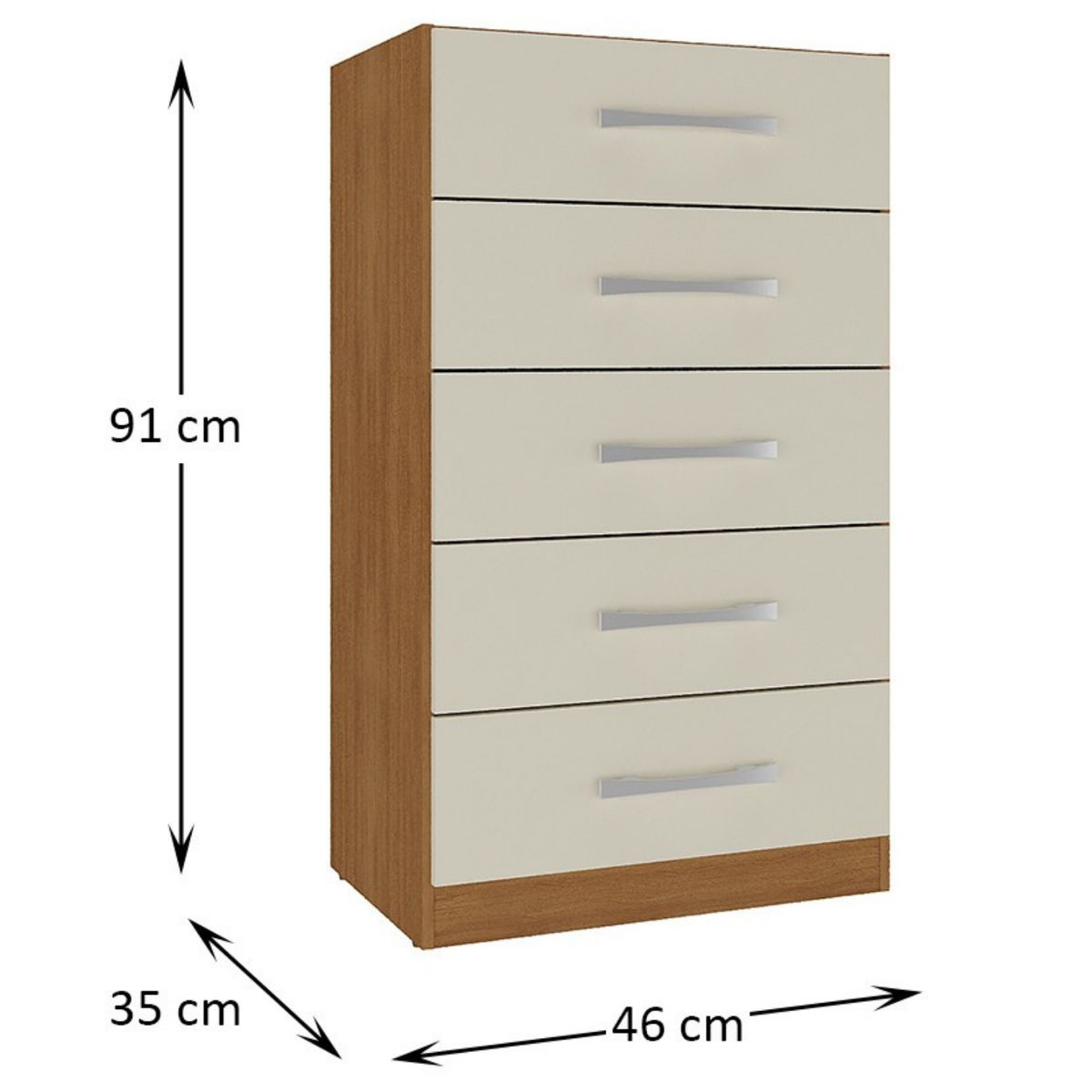 MOVELARIA - Cómoda 5 Cajones 91x46x35 cm Off White R05