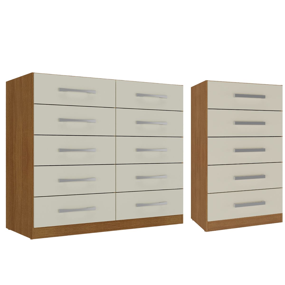 MOVELARIA - Combo Cómoda 10 Cajones + Cómoda 5 Cajones Off White R1005