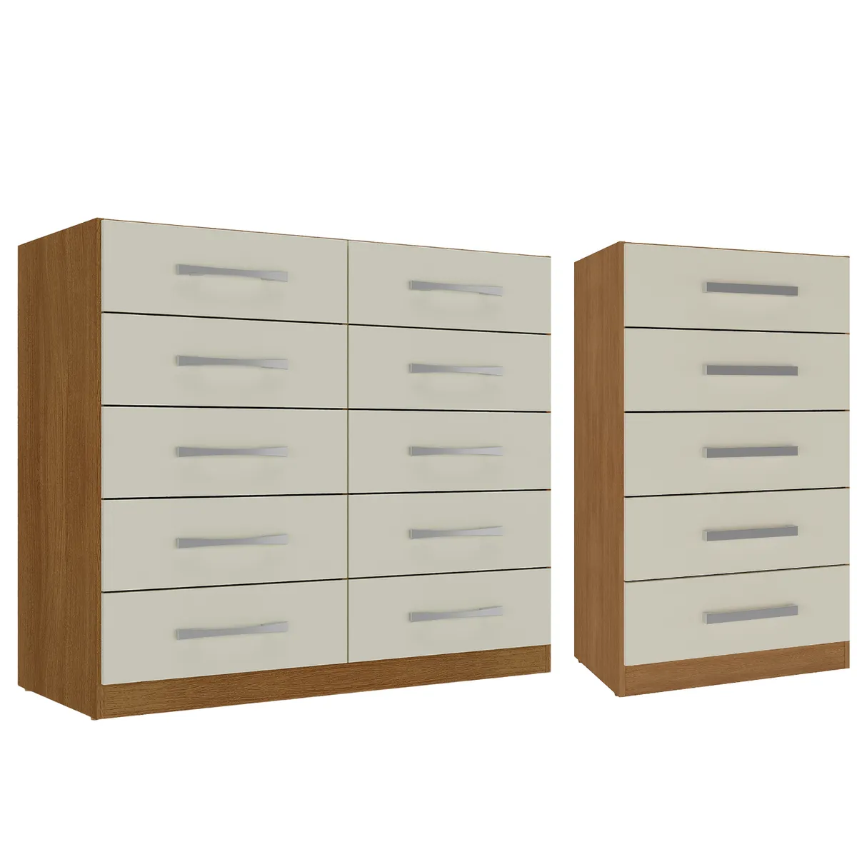 MOVELARIA - Combo Cómoda 10 Cajones + Cómoda 5 Cajones Off White R1005