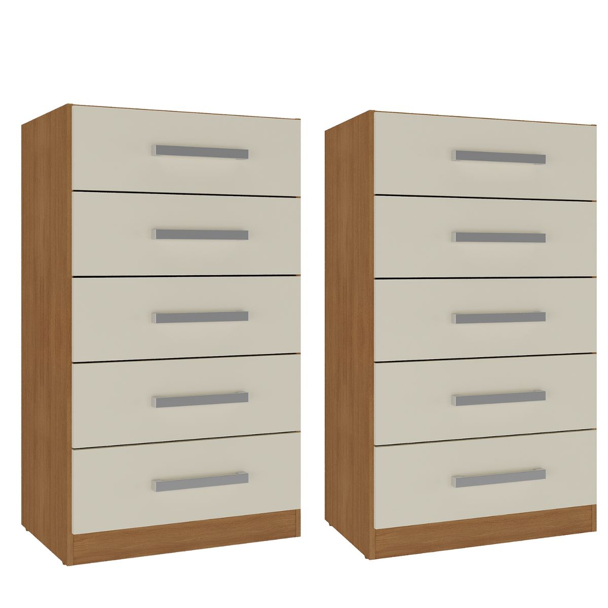 MOVELARIA - Combo 2 Cómodas 5 Cajones 91x46x35 cm Off White R05X2