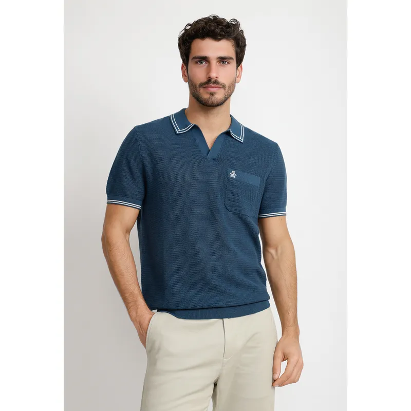 ORIGINAL PENGUIN - Polera Hombre Polo Manga Corta Azul Petróleo