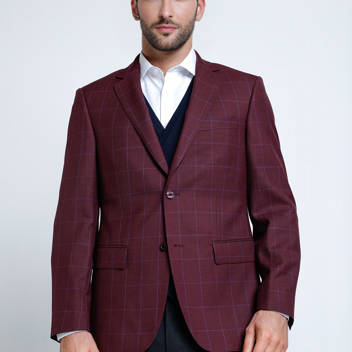 TRIAL - Chaqueta Hombre Formal Lana Slim Executive Burdeo