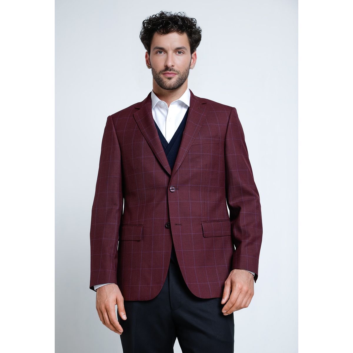 TRIAL - Chaqueta Hombre Formal Lana Slim Executive Burdeo