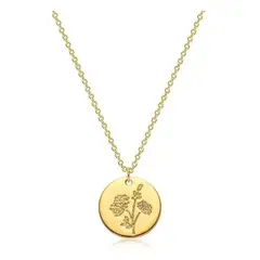 LUXURYJOYAS - Collar Bañado Real 18 K Joyería De Oro Flor de Nacimiento