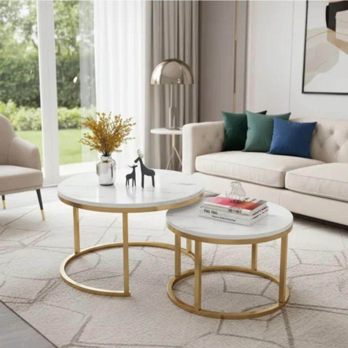 GENERICO - Mesa De Centro Auxiliar Doble Melamina 70x50cm 34x40cm blanca