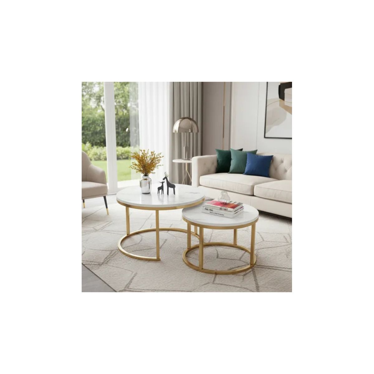 GENERICO - Mesa De Centro Auxiliar Doble Melamina 70x50cm 34x40cm blanca