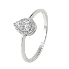 JB JOYAS BARON - Anillo de Plata Esterlina 925 Gota con Circonita