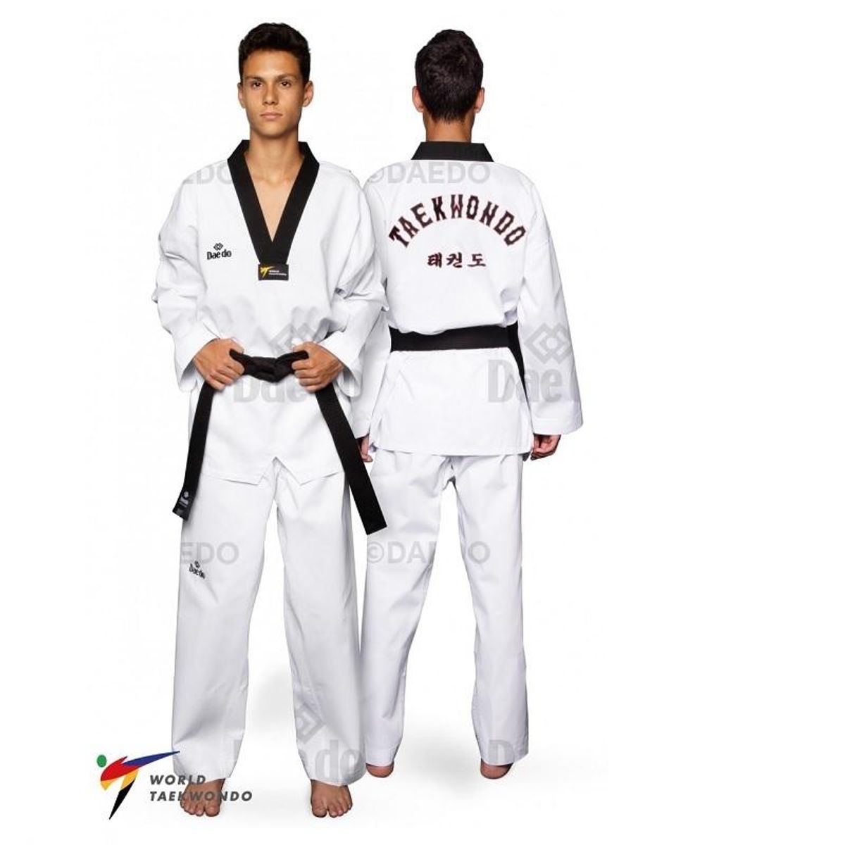 DAEDO - DOBOK DAEDO ESTANDAR CUELLO NEGRO CON BORDADO ESPALDA WT