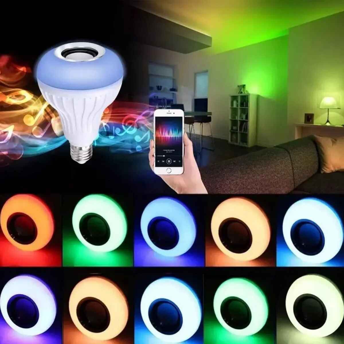 GENERICO - Ampolleta Con Parlante Bluetooth Led Rgb Control Remoto