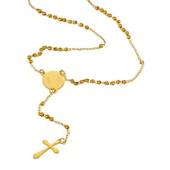 GENERICO - Collar Rosario Virgen Maria Con Cruz Acero Inoxidable